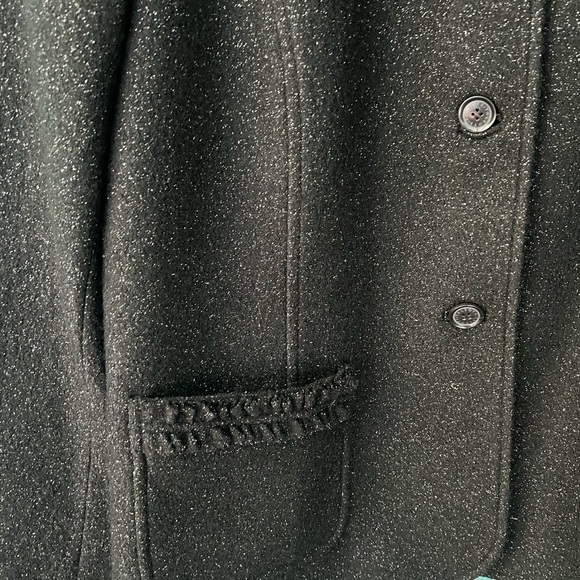 Talbots Jacket Womens 16 Black Metallic Wool Blend Button Up Pockets Coat Elegan - Picture 4 of 9